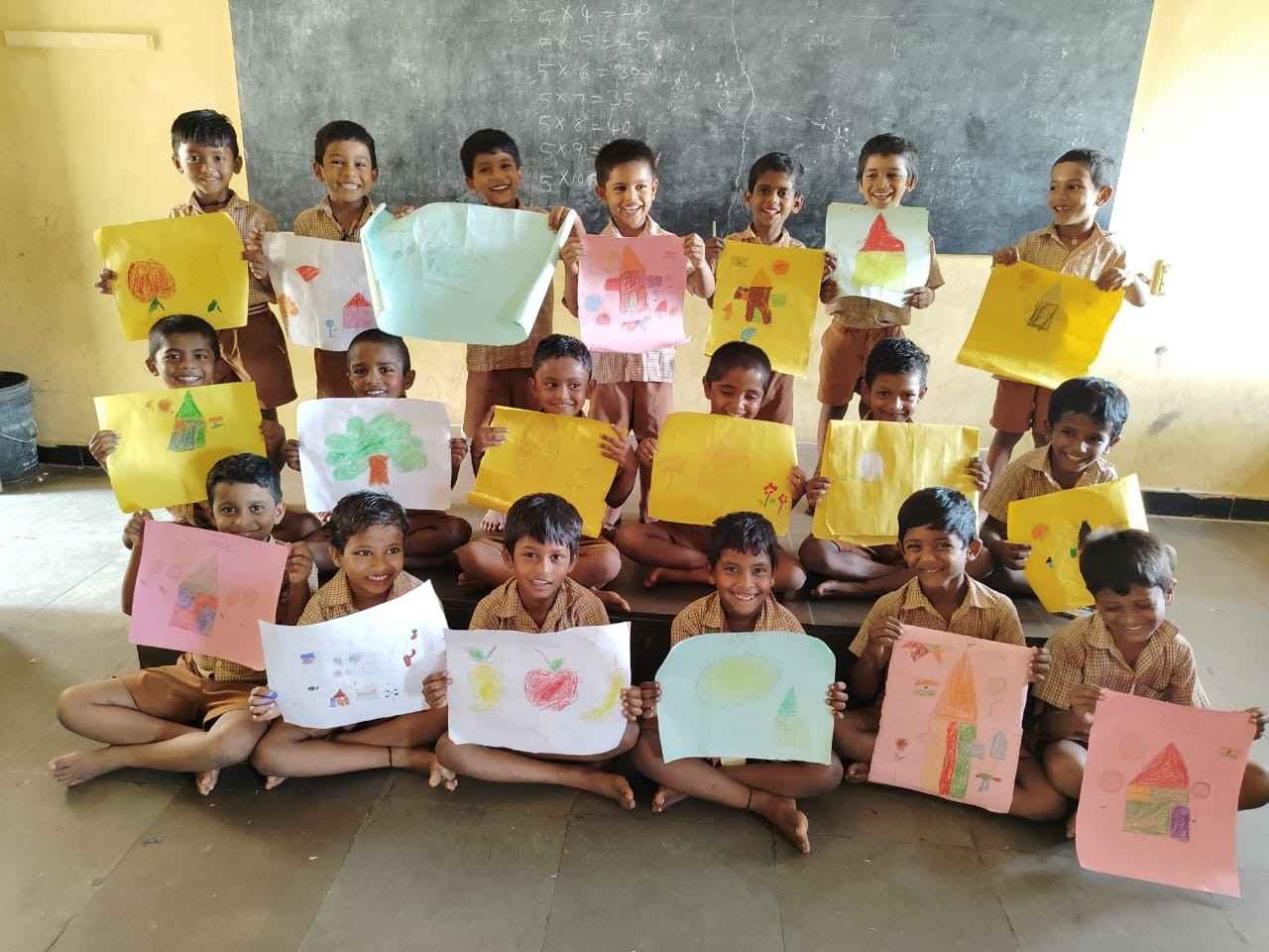 Boys in a drawing session
