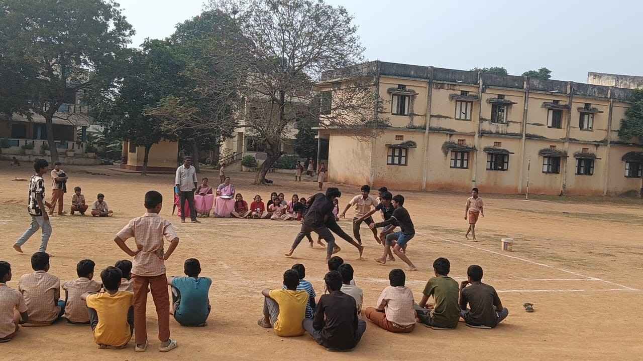 Students playing Kabaddi